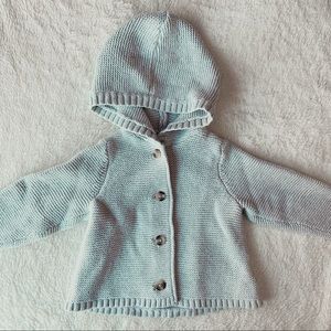 Hooded button front sweater for baby